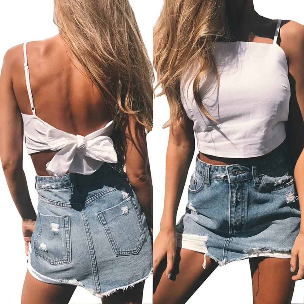 Женская майка без рукавов Повседневная летняя с лямкой на шее | одежда