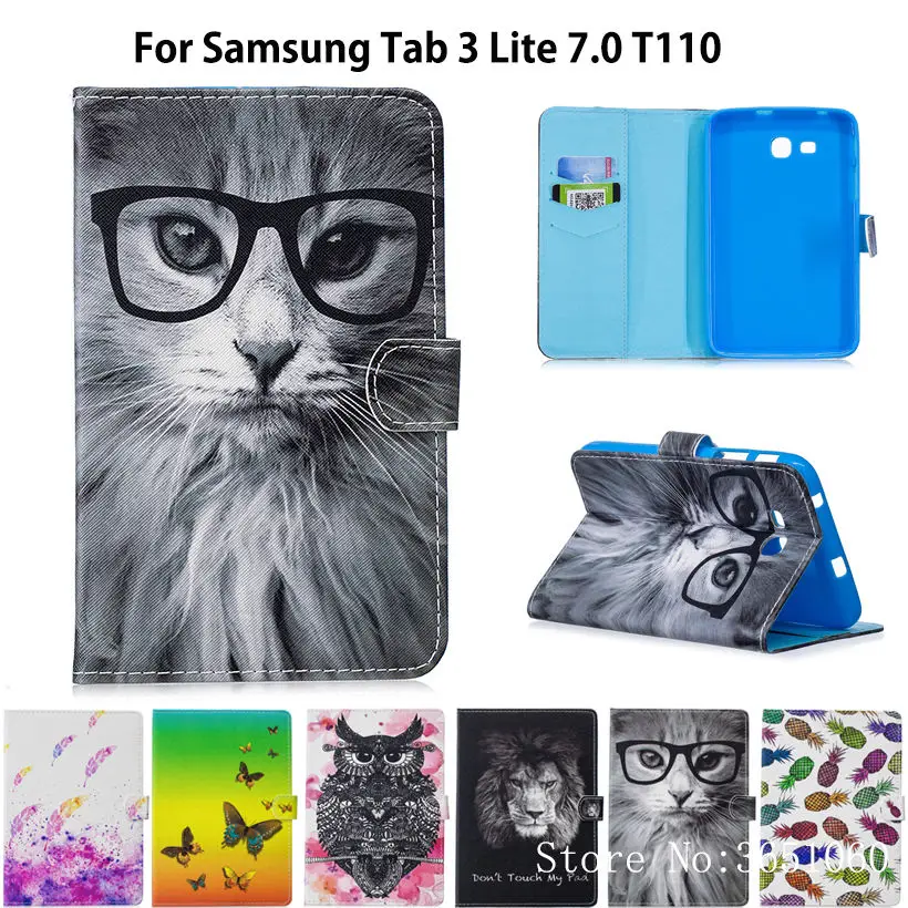 Чехол Funda для Samsung Galaxy Tab 3 Lite 7 0 SM T110 T111 T115 T116 Модный чехол планшета с животными