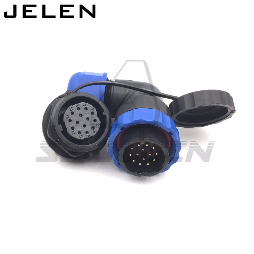 SD20 90 degree elbow waterproof connector 14pin plug and socket IP68 Panel Mount power Cable |