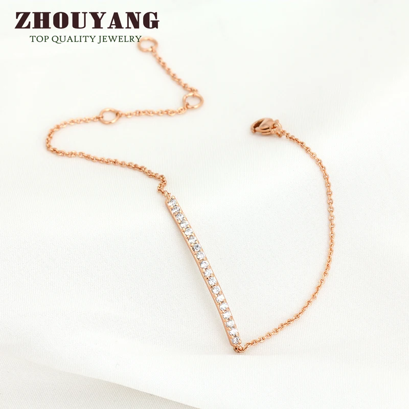 ZHOUYANG высокое качество ZYH126 выразительный кристалл цвета розового золота браслет