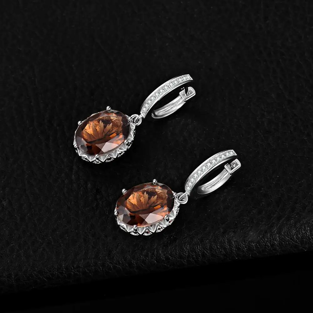 JewelryPalace 7.2ct овальной формы создан дымчатый кварц кубического циркония висячие серьги 925 пробы серебро чай Хрустальный цветок