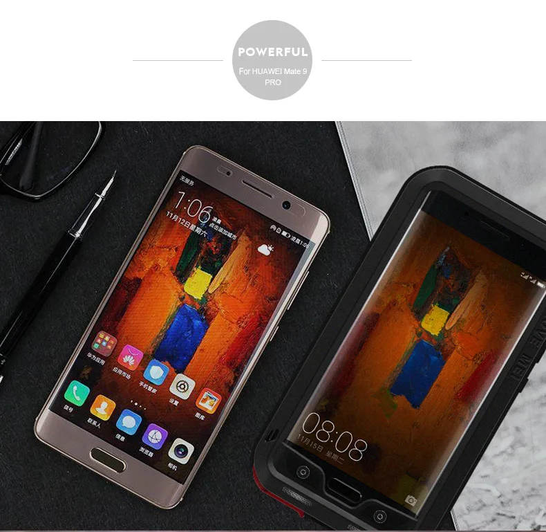 LOVE MEI для HUAWEI mate 8 9 Pro10 Pro P7 P9 P10 plus мощный ударопрочный грязеотталкивающий водостойкий металлический чехол для телефона из стекла
