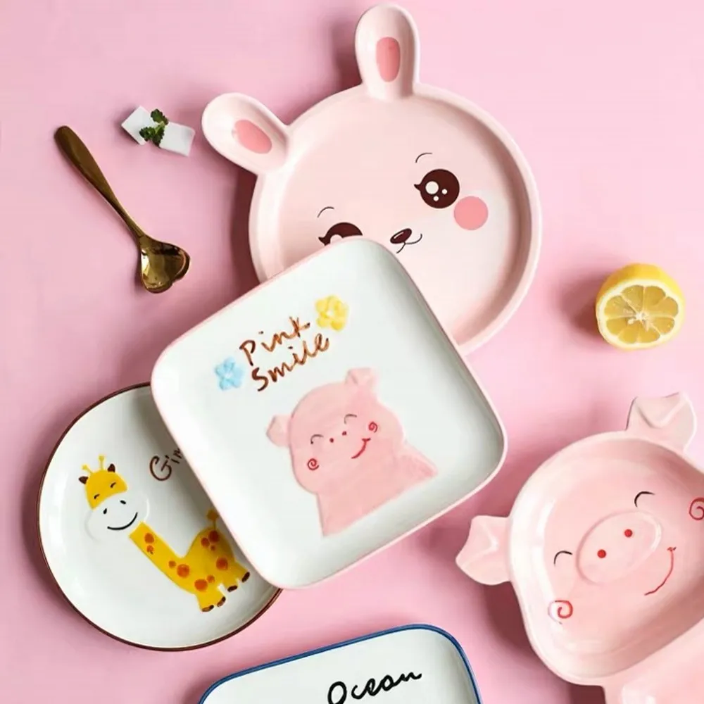 Милая мультяшная керамическая посуда бытовая тарелка миска для риса Детская