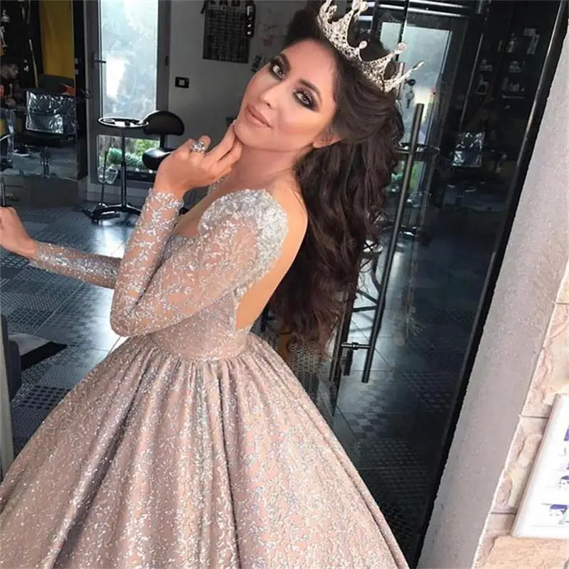 

Vintage Long Sleeve Prom Dresses 2019 Scoop Neck Lace Evening Gowns Floor Length Formal Party Dress