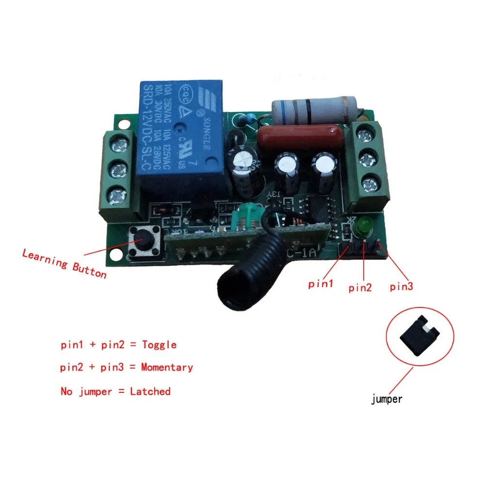 Smart 10A 220V 1CH 1 CH RF пульт дистанционного управления приемник для лестницы потолочный светодиодный светильник, 110V Приемник 315/433Mhz