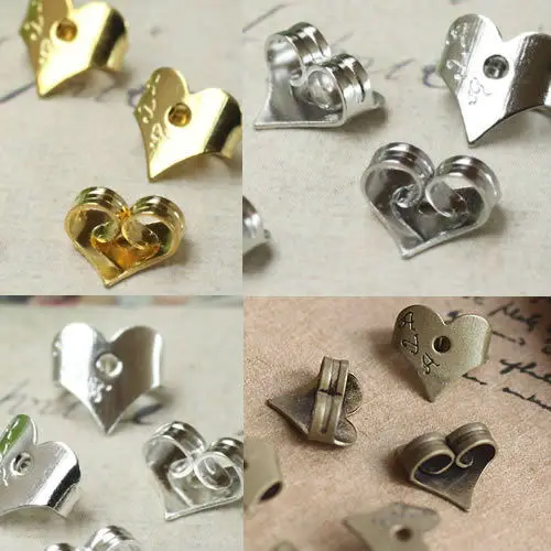 

WHOLESALE, 100pcs, Fashion Design 7mm heart-shaped Earring Back, Antique Bronze,Silver,Gold,Rhodium Plated, DIY earring Finding