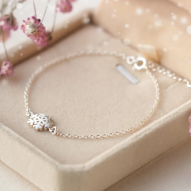 Женский браслет из серебра 925 пробы с подвесками в виде снежинки|teen bracelets|teen gift |