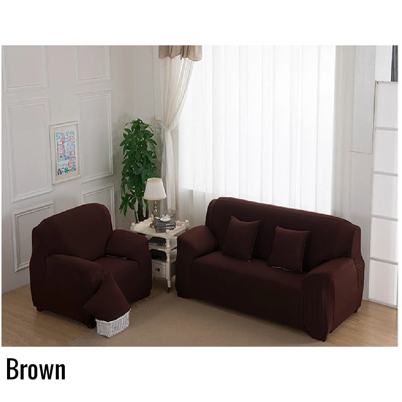 Brown 1/2/3/4 местный чехлы для диванов спандекс современный Эластичный полиэстер однотонные диване чехол стульев протектор мебели Гостиная - Цвет: Brown