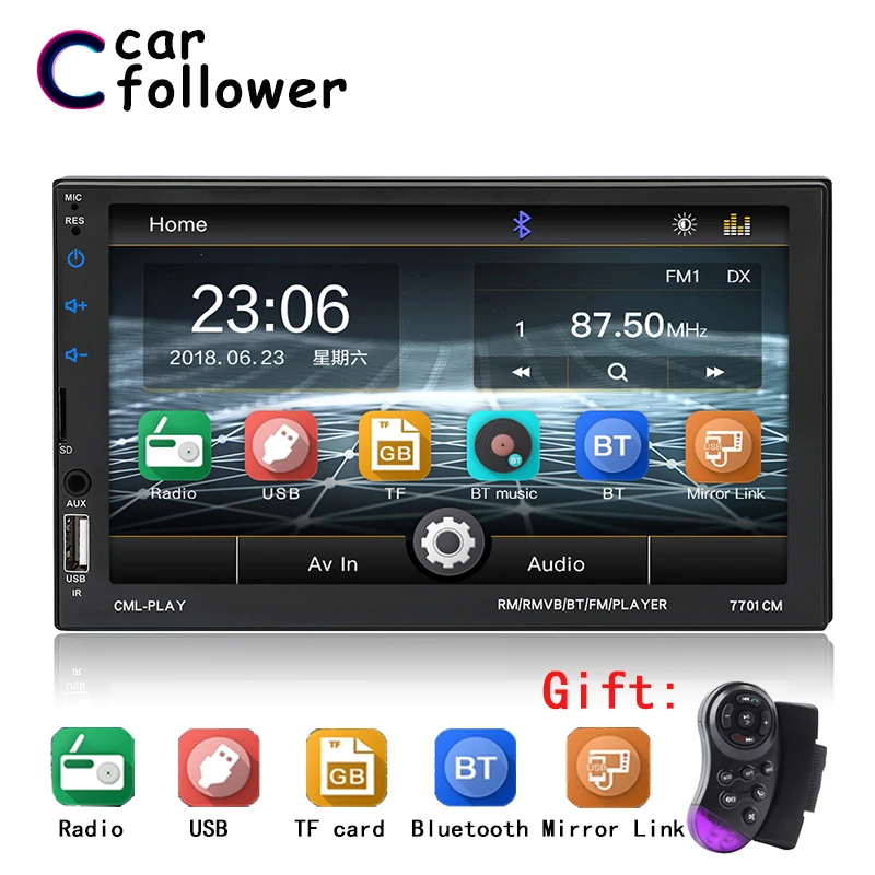 Автомобильное радио Bluetooth 7 &quotсенсорный экран BT Hands free AUX USB FM Авто Аудио рулевое