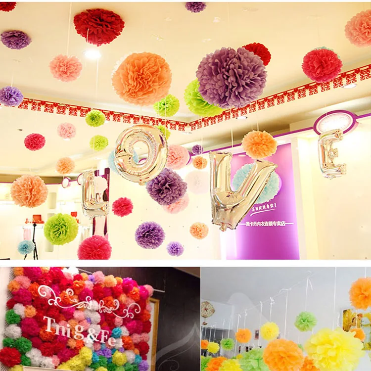 White Tissue Paper Pom Poms Flowers Balls Wedding Decorations Party Decorations Adult Baby Shower Deco Mariage Paper pompoms