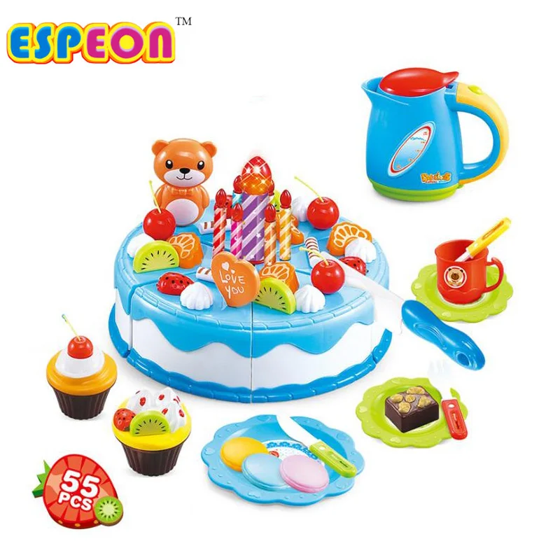 Espeon игровая еда 87 шт. Миниатюрная пластиковая кухня розовый торт ко дню рождения Игрушка Дети ролевые игры детские развивающие игрушки для девочек