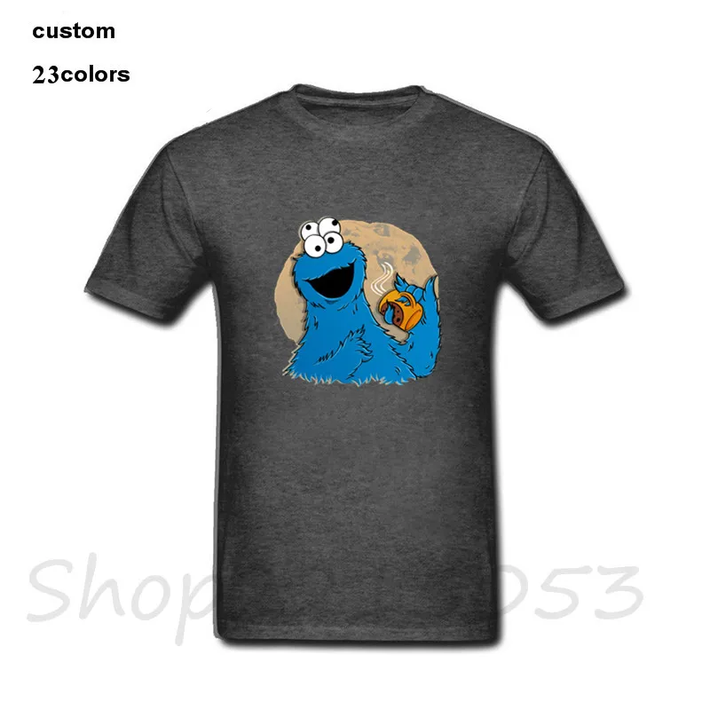 2019 Печенья Монстр кофе дизайн печатных футболки летние мужские печенья Новинка