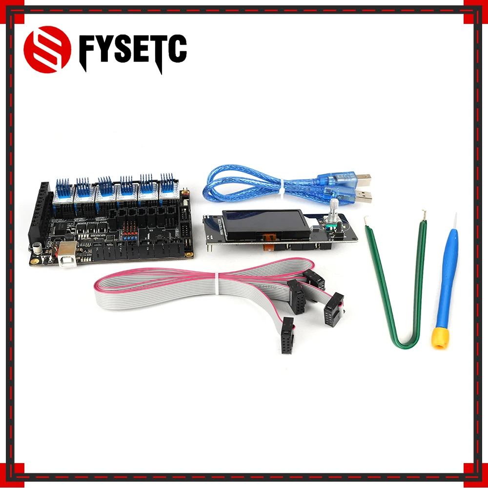 FYSETC F6 V1.3 ALL-in-one Mainboard + 6pcs TMC2100 V1.3 Supper Silence Stepper Motor Driver +MINI12864 LCD Display mini 12864