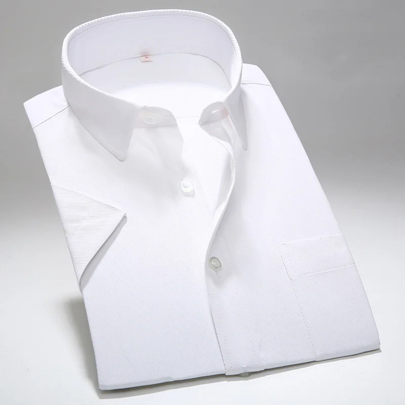 Летняя рубашка с коротким рукавом 2017 Мужские приталенные мужские строгие