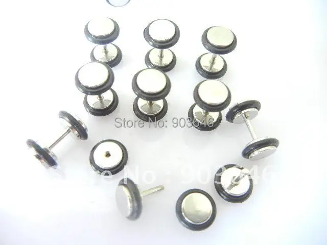 60 шт., стильные стальные украшения для тела, серьги-гвоздики, поддельные затычки для ушей, формообразные затычки для туннелей, бесплатная доставка, 6 мм и 8 мм