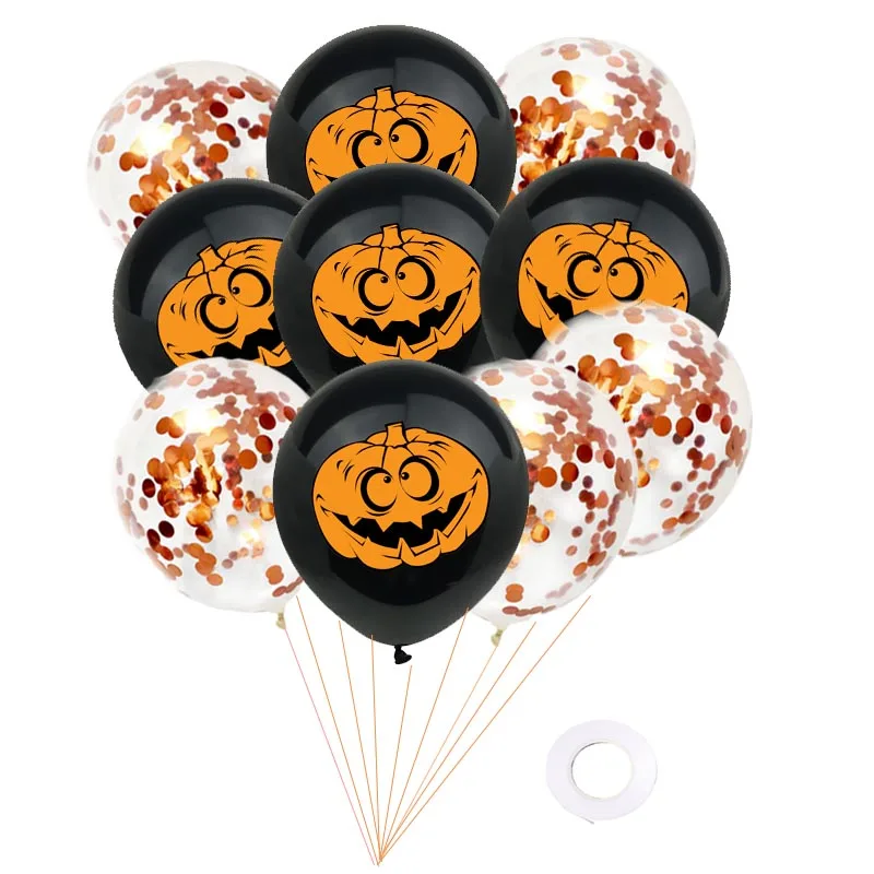 

8-Season 10pcs Halloween Decor Inflatable Balloon Birthday Party Spider Ghost Skull Star Pumpkin Halloween Balloons Foil Balloon