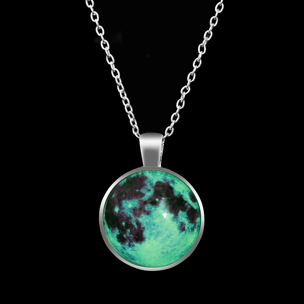 Модное серебряное ожерелье с Луной 25 мм Galaxy Planet Glass круглая подвеска