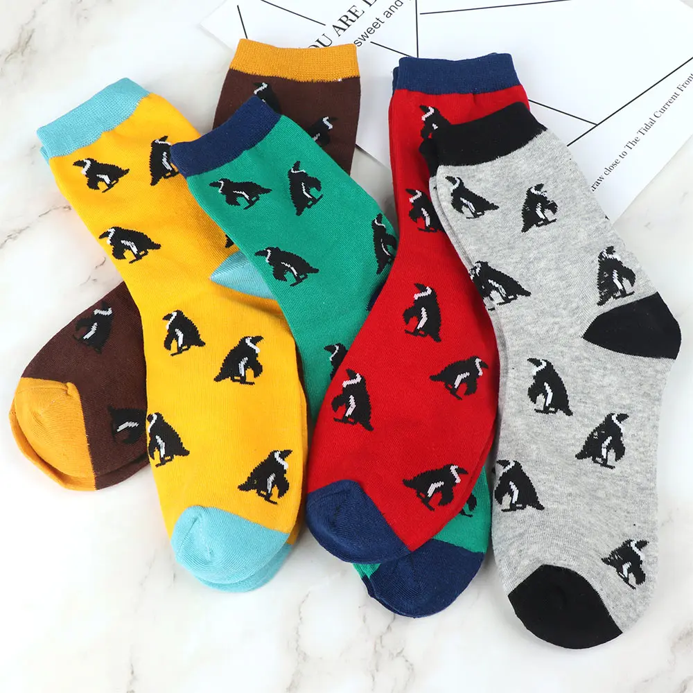 

1 Pair Fashion Cotton Men Socks Lovely Penguin Animal Design Male Cotton Socks Winter Autumn Warm Sock High Quality