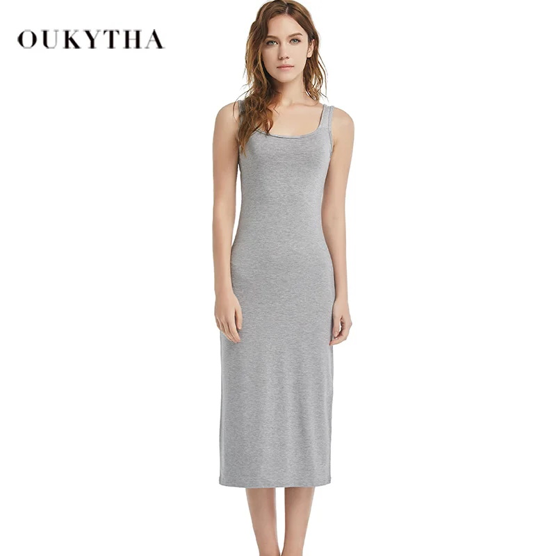 Женское хлопковое облегающее платье с круглым вырезом повседневное однотонное