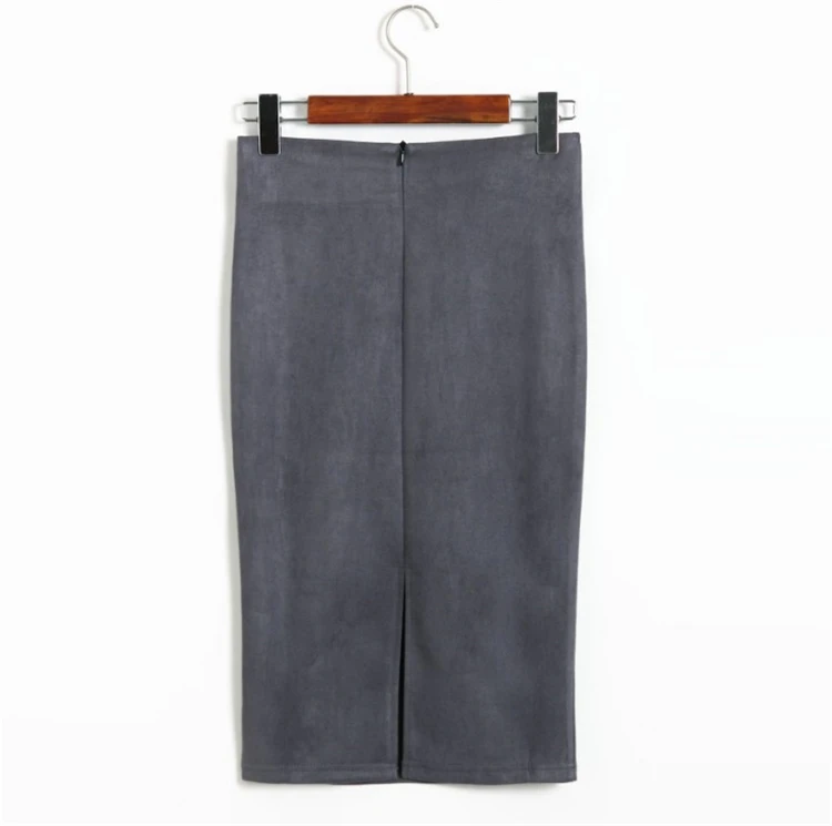 

WEIKADUN Women Suede Pencil Skirt 2018 Fashion Autumn Winter Basic Tube Bodycon Skirts High Waist Vintage Midi Skirt D73