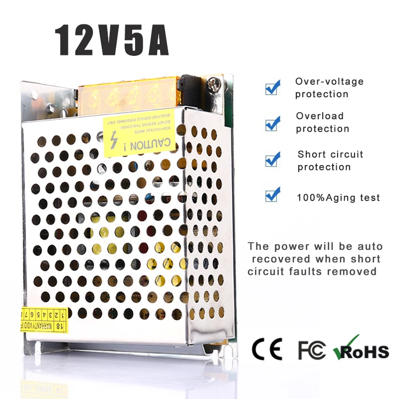 Dc12v 5a светодиодный блок питания Adpter выход 5A Светодиодный источник