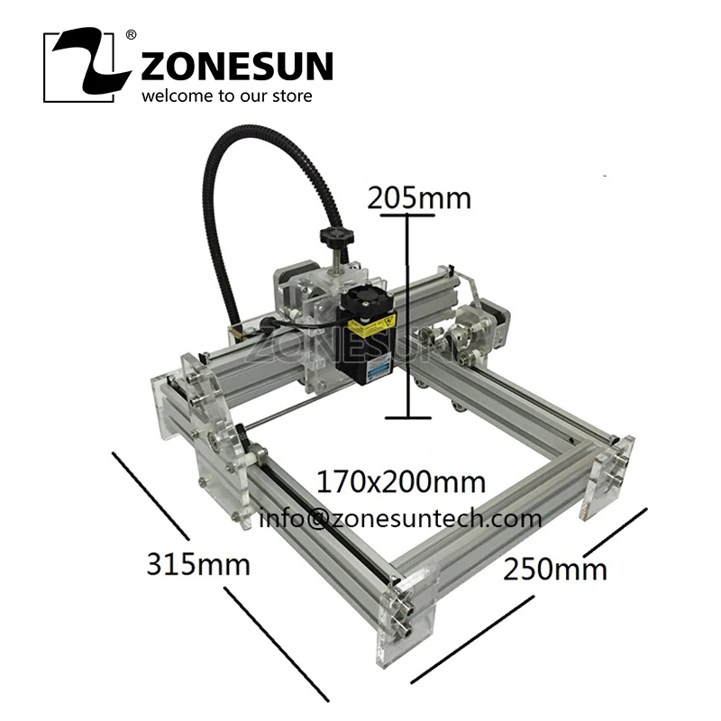 ZONESUN гравировальный станок лазерный топор 405нм 2500 мвт DIY настольный мини гравер