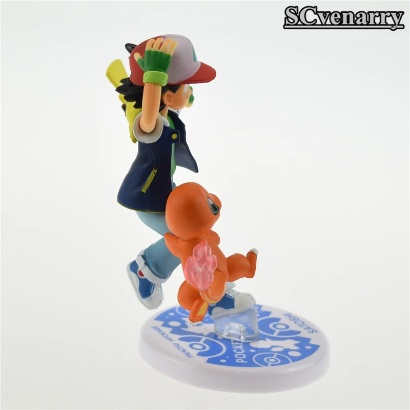 Аниме Ash Ketchum Charmander Pikachu Satoshi &amp Hitokage ПВХ фигурка модель рождественские подарки для
