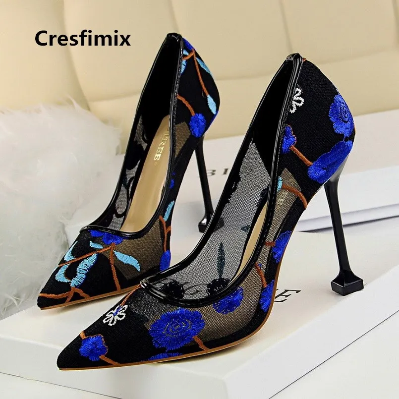 

Cresfimix tacones altos/женские модные пикантные вечерние полупрозрачные туфли-лодочки на высоком каблуке для ночного клуба; Женская повседневная об...