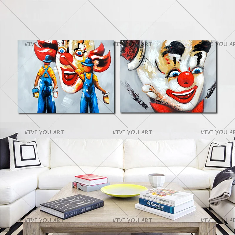 100% расписанное вручную украшение отеля клоун картина маслом на холсте