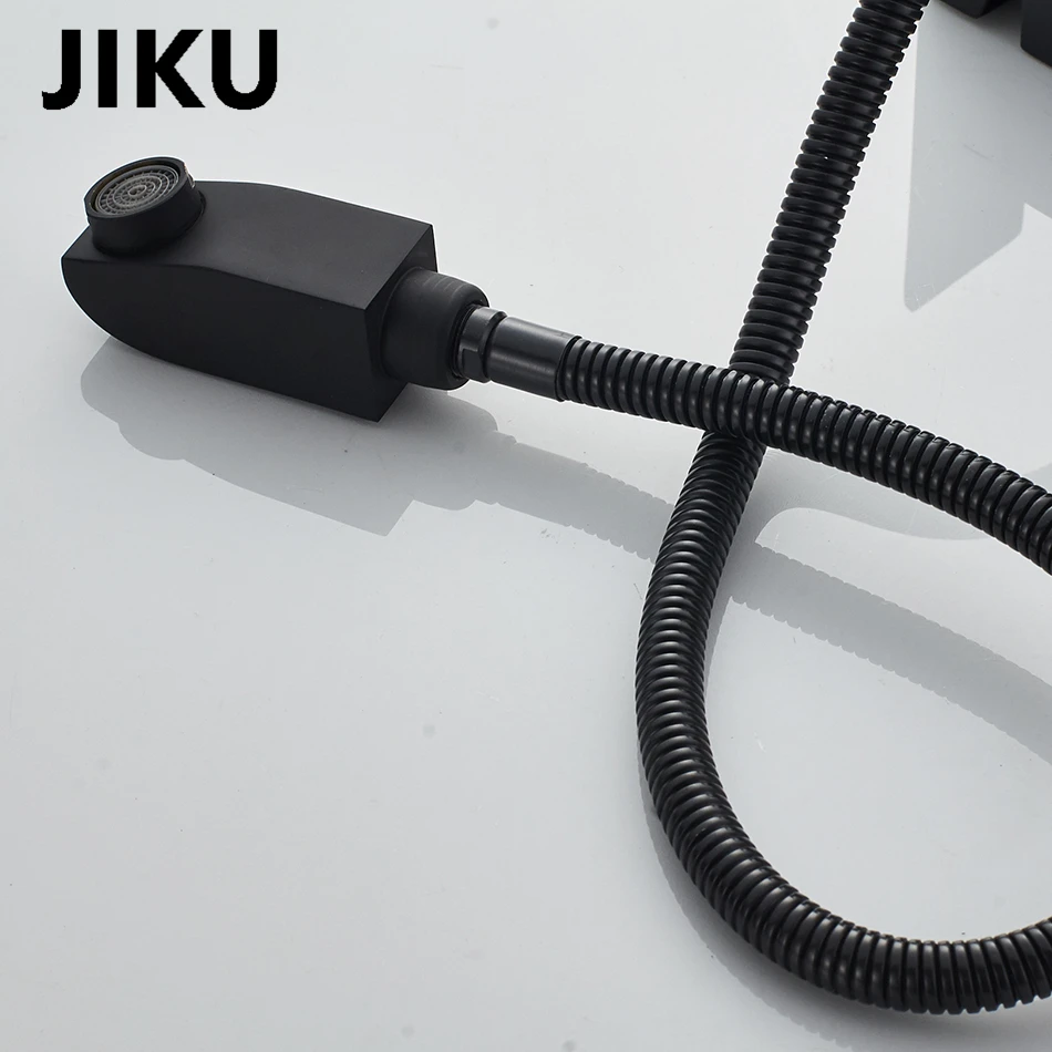 JIKU ванная комната кран черный одной ручкой горячей холодной воды смеситель краны Умывальник Ванная комната на бортике смеситель кран