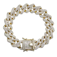 omyfun 7 8 cuban chain men bracelet silver gold color male pulsera hip hop bling chain bracelets 2 rows cz iced cool jewel
