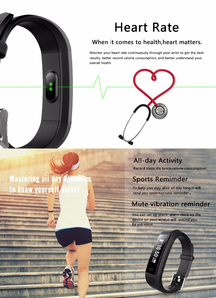 Bounabay Bluetooth Smart спортивные часы браслет для женщин Оригинальные женские Lady