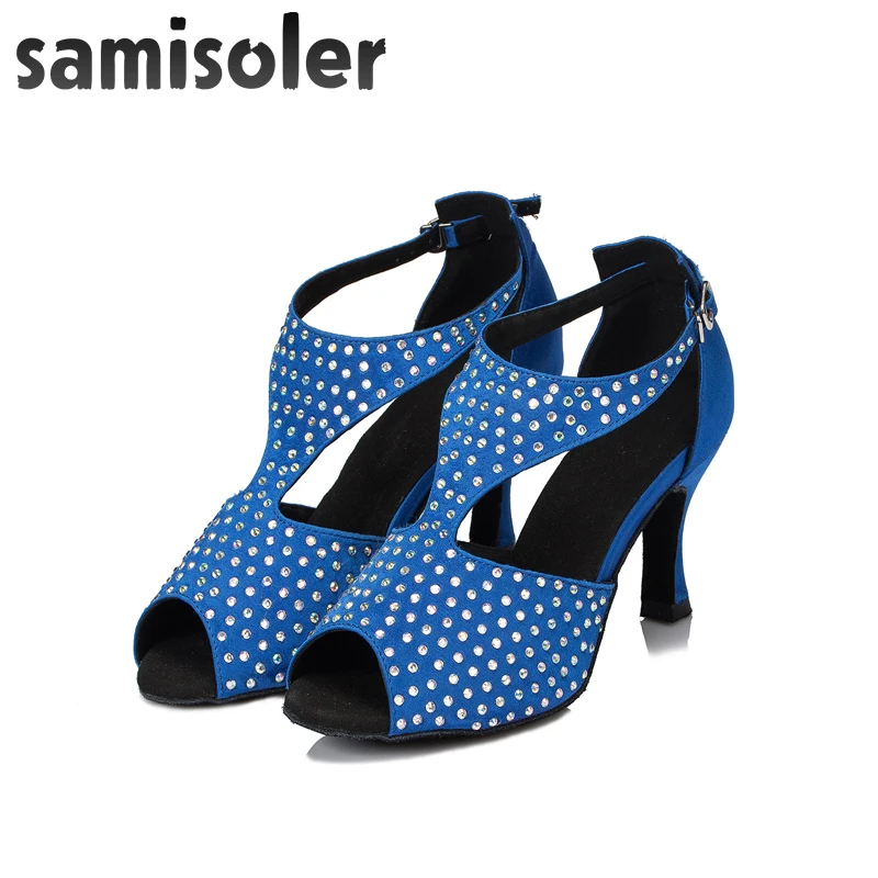 Новинка тканевые светящиеся ленты Samisoler Bule/Skin/Black стразы для бальных танцев