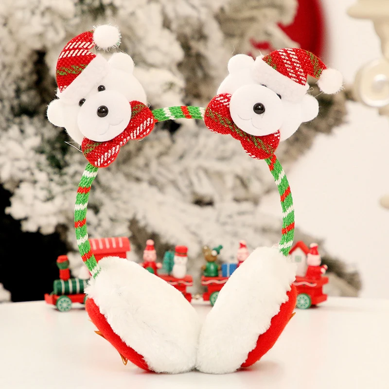 Earmuffs Santa Claus Elk Bear Headdress Kid Adult Christmas Headband Party Decor Cute Gift Ears Protect | Дом и сад