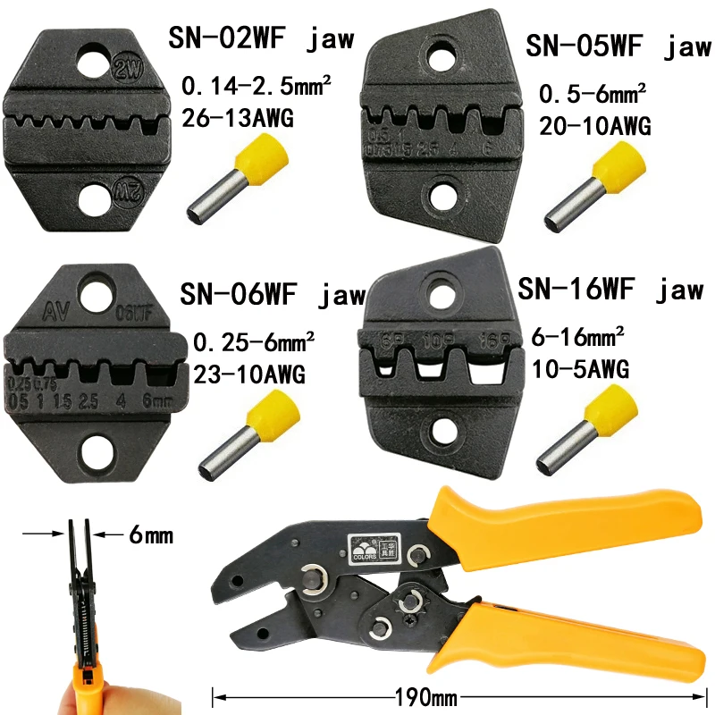 Цвета обжимные плоскогубцы челюсти (Челюсть ширина 6 мм/плоскогубцы 190 мм) для
