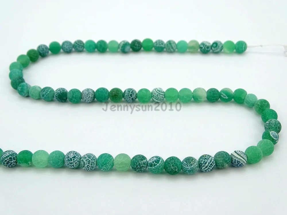 Зеленый Матовый Треск Огня Агатовые 4 мм Камней Круглый Шар Свободные Spacer Бисер 15