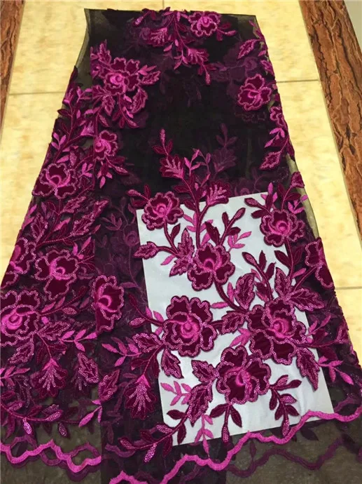 Африканский Кружево Ткань 2017 Высокое качество тюль с Блёстки бархат французский