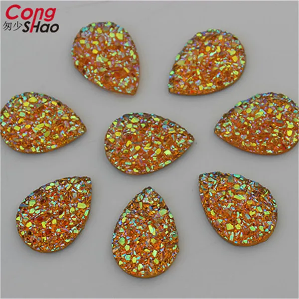 Orange AB Новые Bling AB цвета 50 шт. 13*18 мм минеральная поверхность капли смолы Стразы с плоской задней частью камень Кабошон DIY Свадебные украшения 8Y29 - Цвет: Orange AB