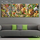 Полноразмернаякруглая Алмазная картина FULLCANG большого размера 5d сделай сам, животные, мозаика, вышивка, распродажа, дикий лев и тигр FC1302
