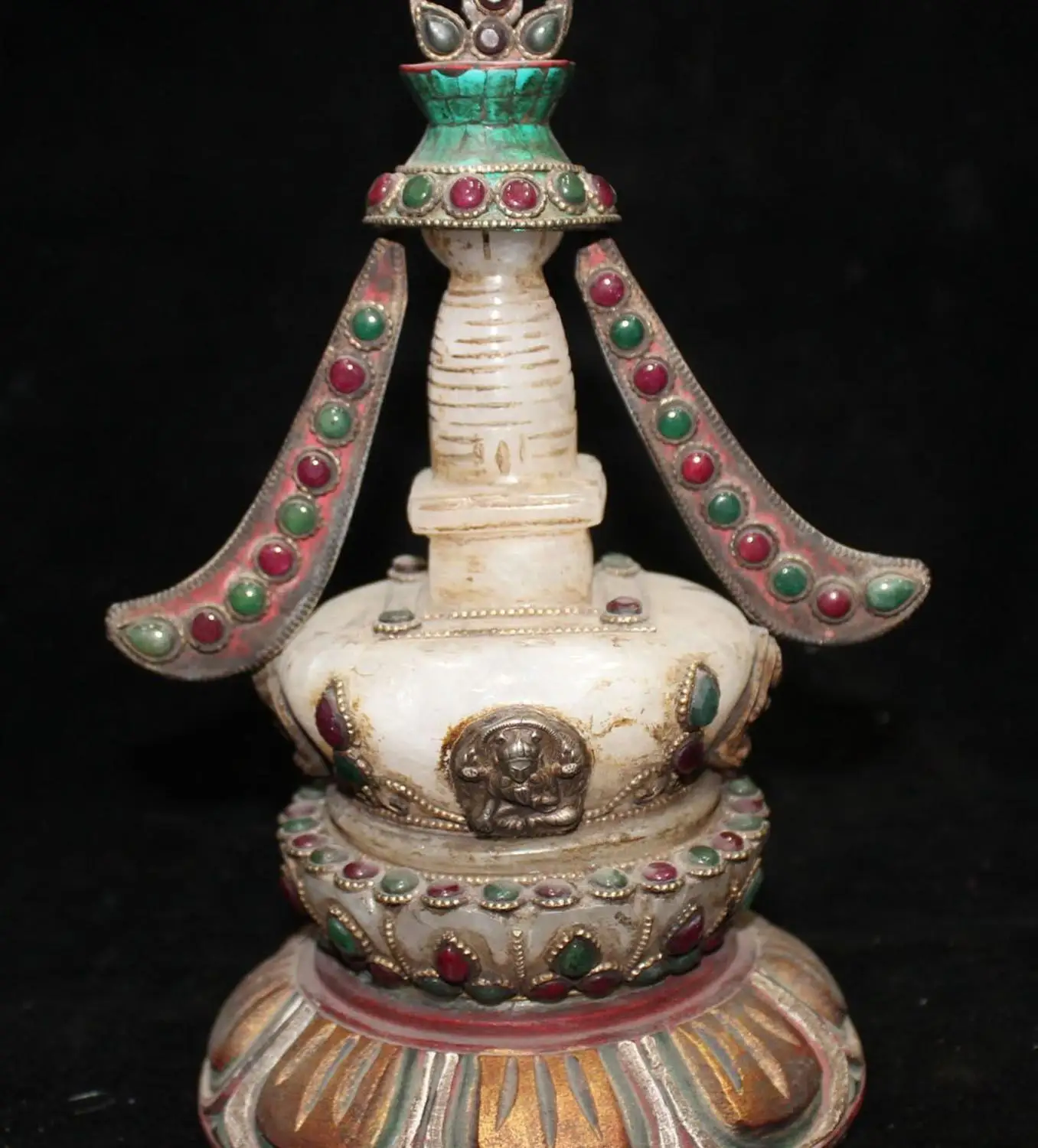 Серебряный Зеленый Tara Padmasambhava Кристальный ступа Будды башня пагода статуя | Дом и
