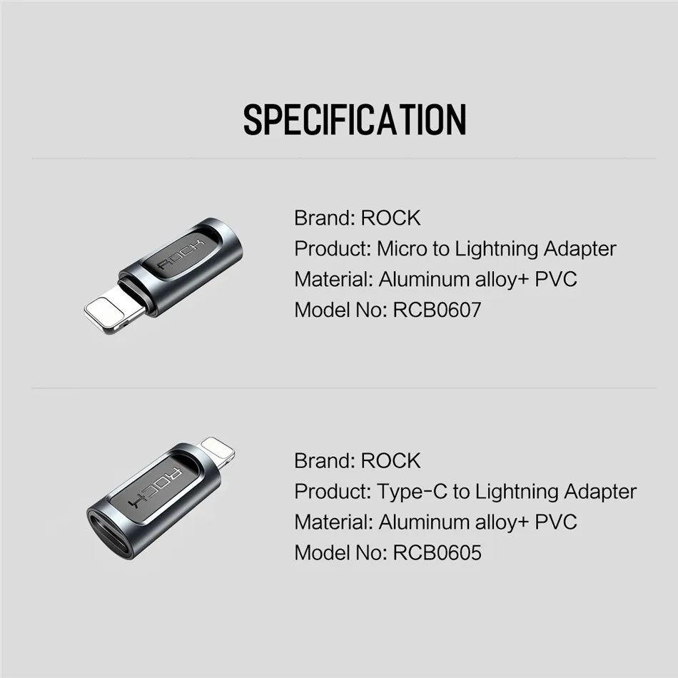 ROCK Type c для освещения мужской телефонный адаптер для iPhone X 8 6 OTG для Lightning to Micro Famale Разветвитель USB C Microusb конвертер