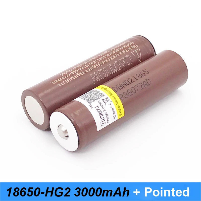 NEW HG2 18650+pointed 3000mah for flashlight electronic cigarette Rechargeable battery power high discharge 30Amps large current |