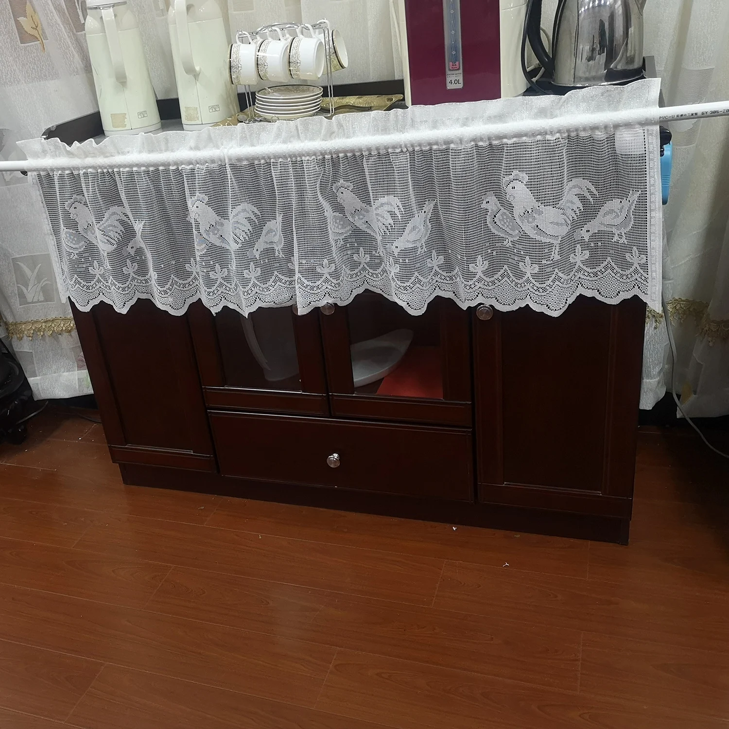 Behogar 152x36 см модные петух узор кружевные занавески кухонной двери балдахин для