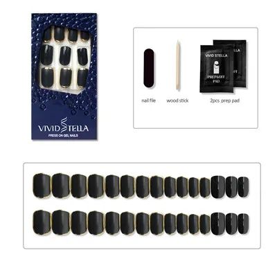 10 Design Pre-glued False Nails in Box Press on Soft Metallic Fake Nail Tips Rock Artificial ABS DIY Nail Art - Цвет: Красный