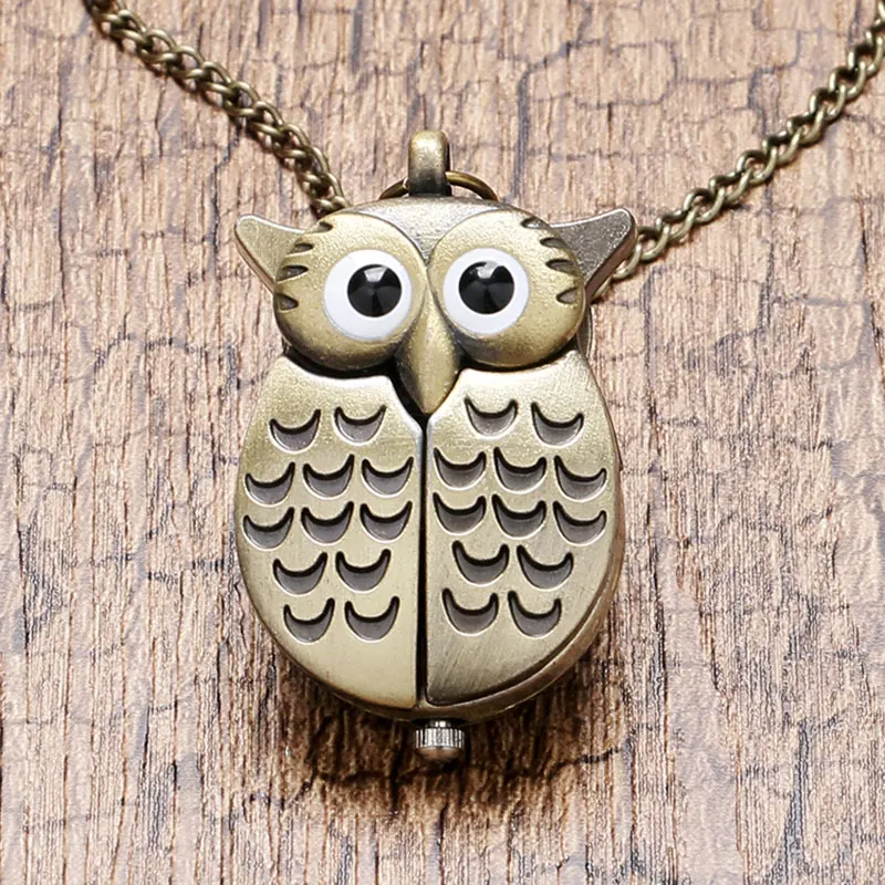 Винтажные милые маленькие кварцевые карманные часы с подвеской в виде совы из