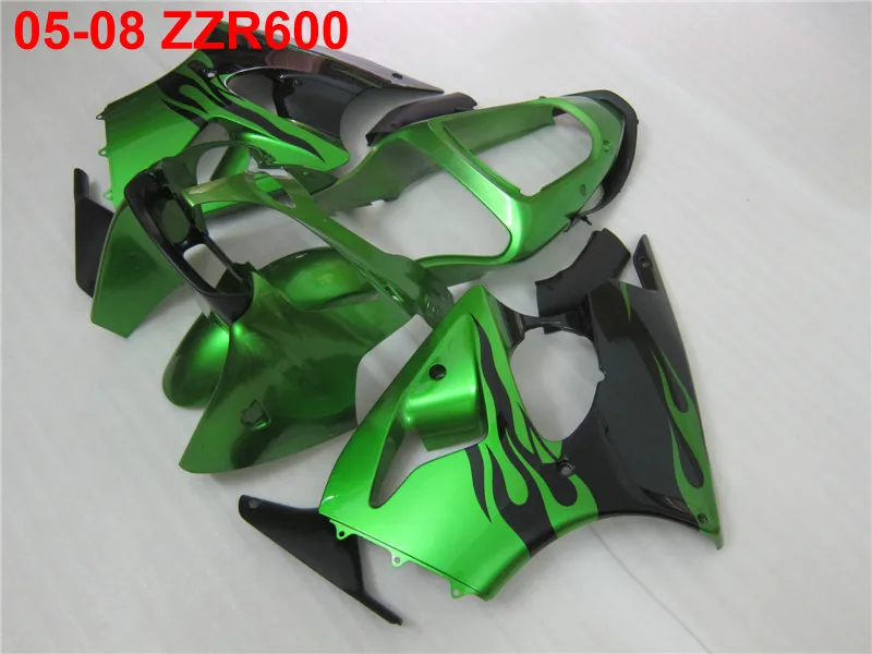 Литьевая форма обтекатель комплект для Kawasaki Ninja ZZR600 05 06 07 08 зелено черные