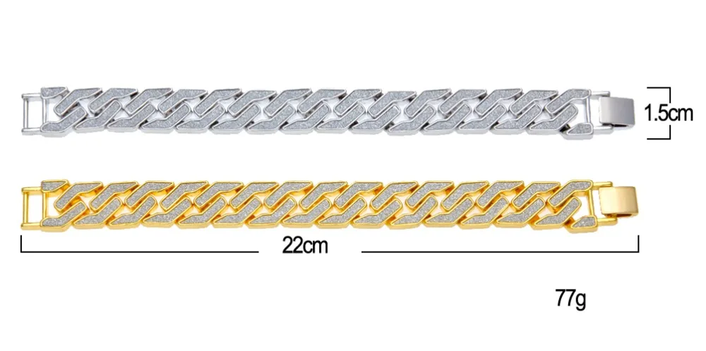 Новый стиль песочный взрыв браслет кубинская цепь звено хип хоп золотой тон