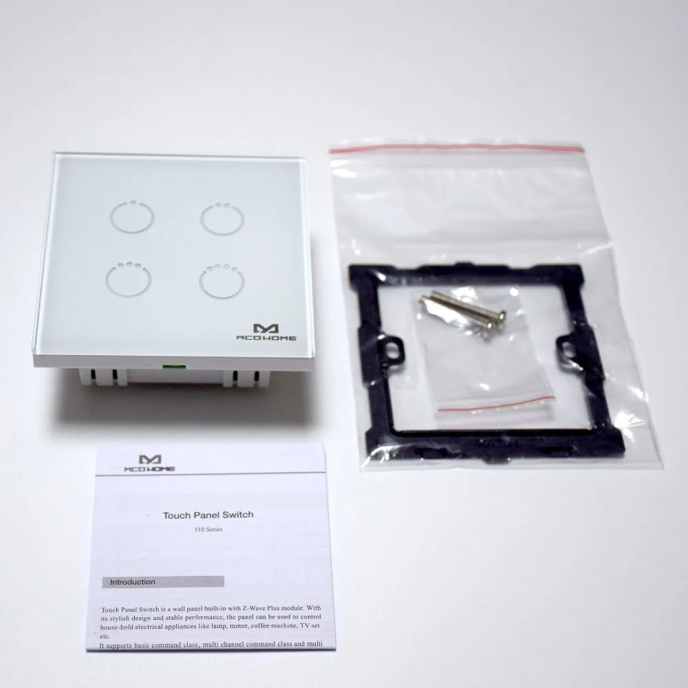 Z-Wave Plus MCOHOME сенсорный выключатель питания MH-S314 EU868.42MHz 4 банды ВКЛ./ВЫКЛ. Выключатель питания для лампы светильник управление двигателем