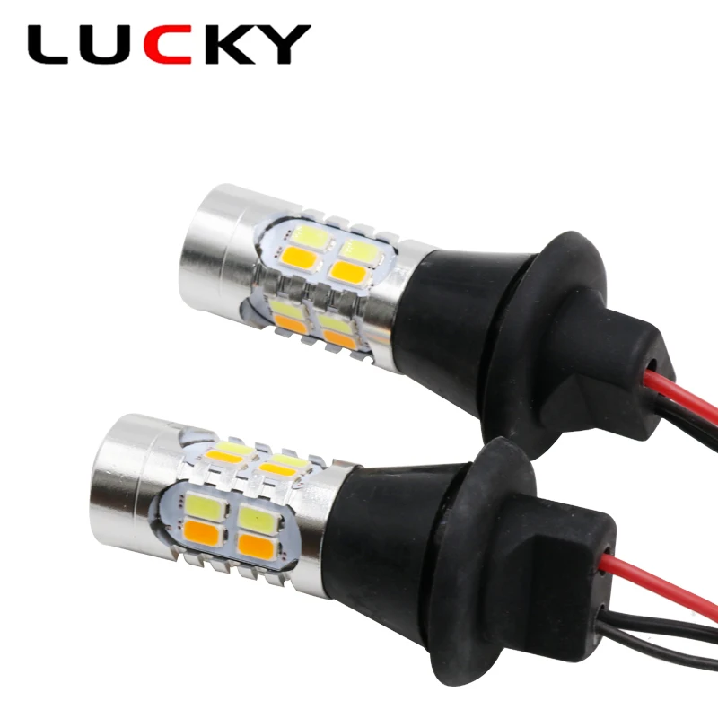 2 шт. CNILUCKY 1156 BA15S светодиодный светильник P21W BAU15S T20 7440 W21W дневной ходовой + сигнал
