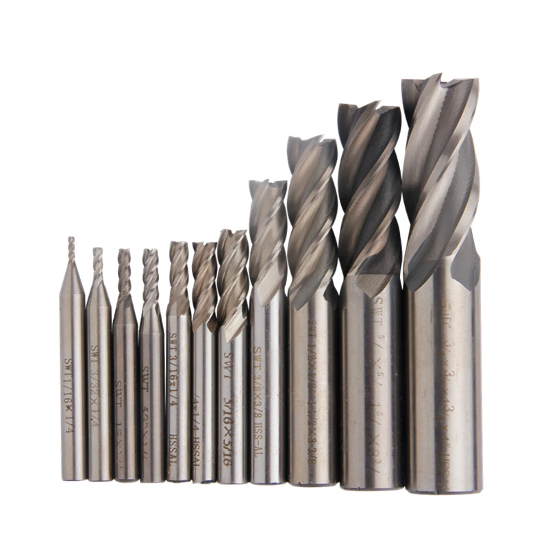 11 шт. фреза дюймов 1/16 &quot 3/4&quot твердосплавная CNC мельница 4 лезвия металлические